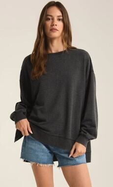 Z Supply Modern Weekender Sweatshirt Heather Charcoal Gray Size Medium